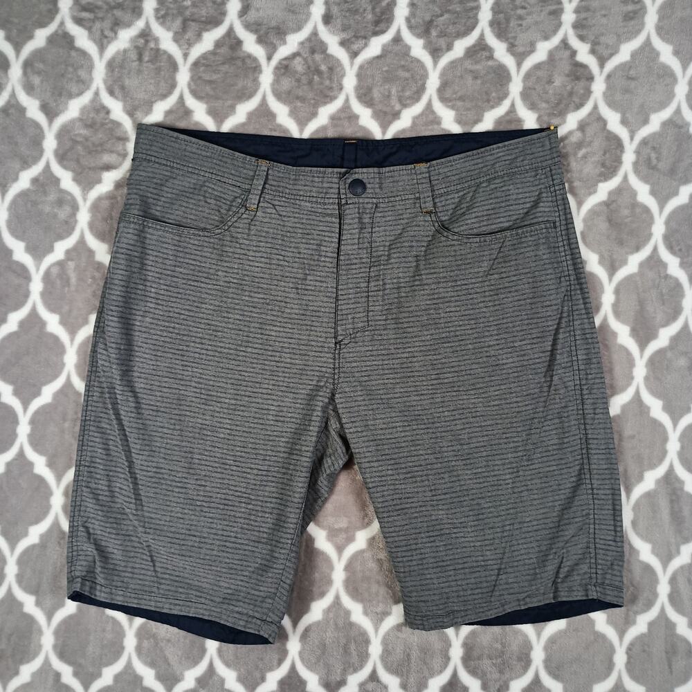 Howe Reversible Travel Shorts Men 38 Blue Gray Stretch Chino